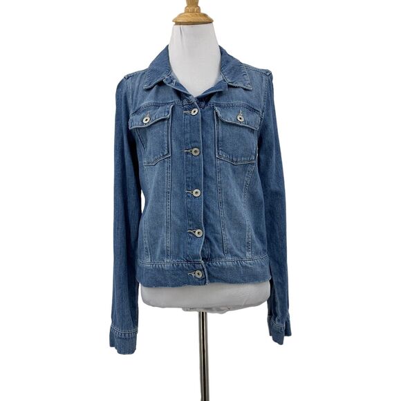 Paige Denim Jacket Womens XS Extra Small Button Up Collared Flap Pocket Collar - Picture 1 of 11